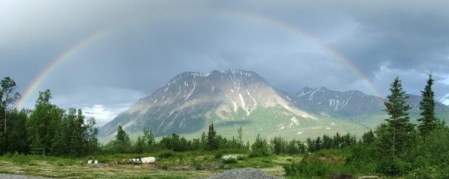 rainbow over mountain