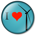 I heart wind turbines button blue