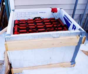 forklift battery bank outside insulated box